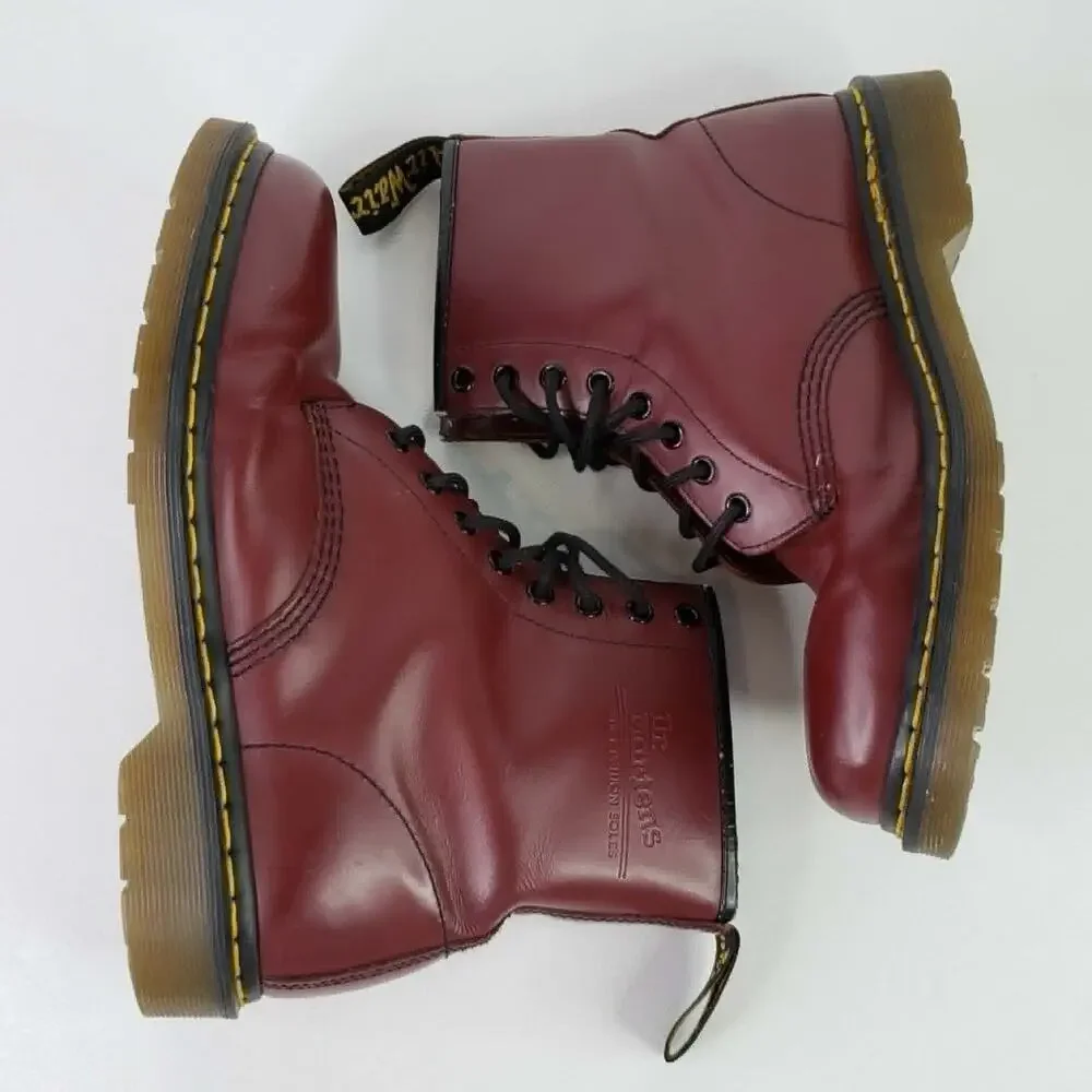 Dr Doc Martens Combat Boots Mens Size 10 1460 Oxblood Cherry Red Lace Up